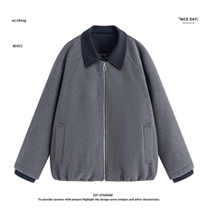 平铺~新标90白鸭绒冬季美式假两件毛呢羽绒服E122/P228，男装羽绒服，电商B331