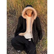 卡通毛领棉服男女冬季新款潮牌休闲座山雕外套百搭情侣棉衣MF308，男装棉衣，星座601-1