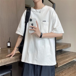 夏季情侣日系复古宽松休闲上衣潮牌百搭圆领短袖T恤男 T1284-P26图片