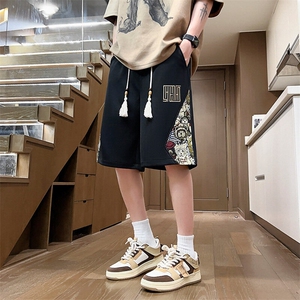 夏季男士刺绣直筒短裤男拼接休闲五分裤小熊运动A266-KZ508-P28图片