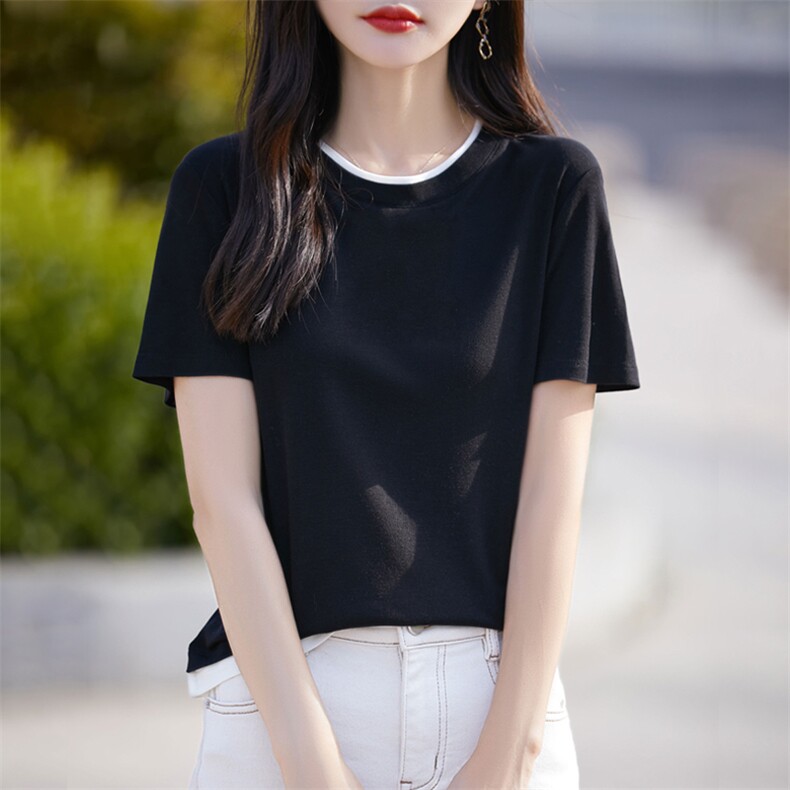 2025新款桑蚕丝天丝短袖透气舒适上衣圆领T恤女款夏装t恤，女装T恤，臻维羊绒