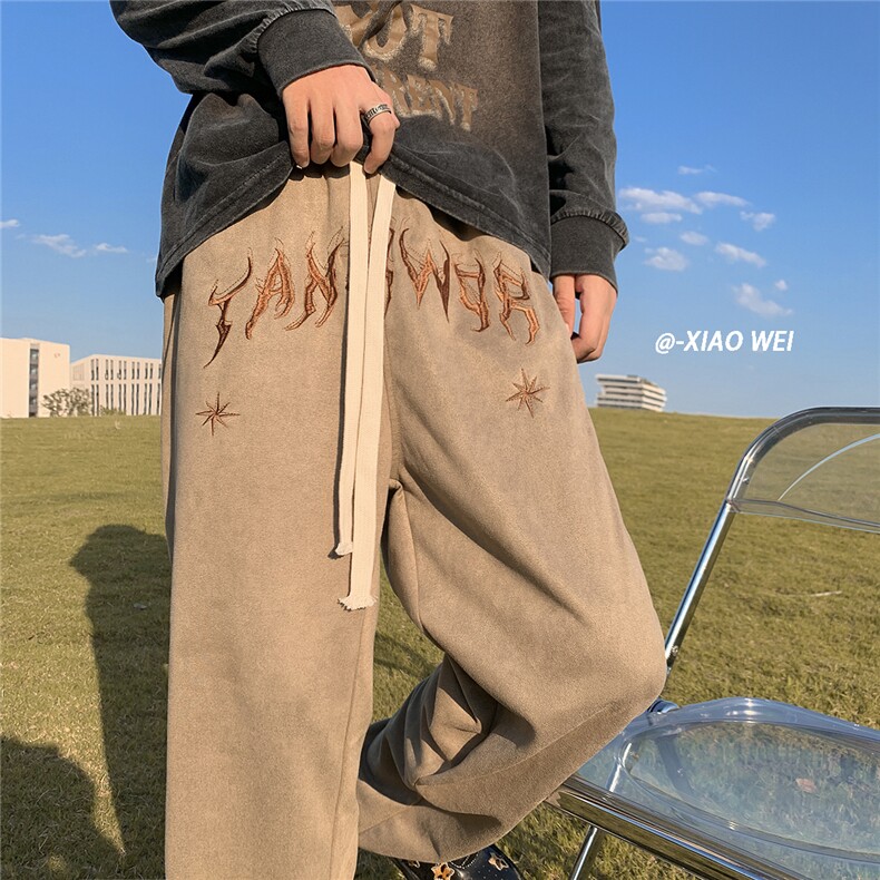 秋季新款休闲裤男麂皮绒拖地D329-QM517-P55-控78,男装休闲裤,电商D329
