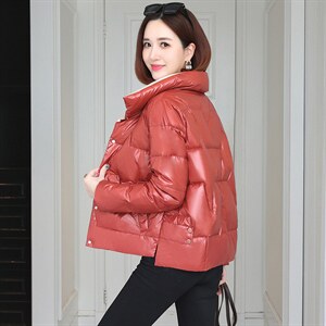 羽绒棉服女短款时尚亮面棉衣冬新款小个子立领百搭轻薄小棉袄外套,陆婷穿衣搭配图片图片