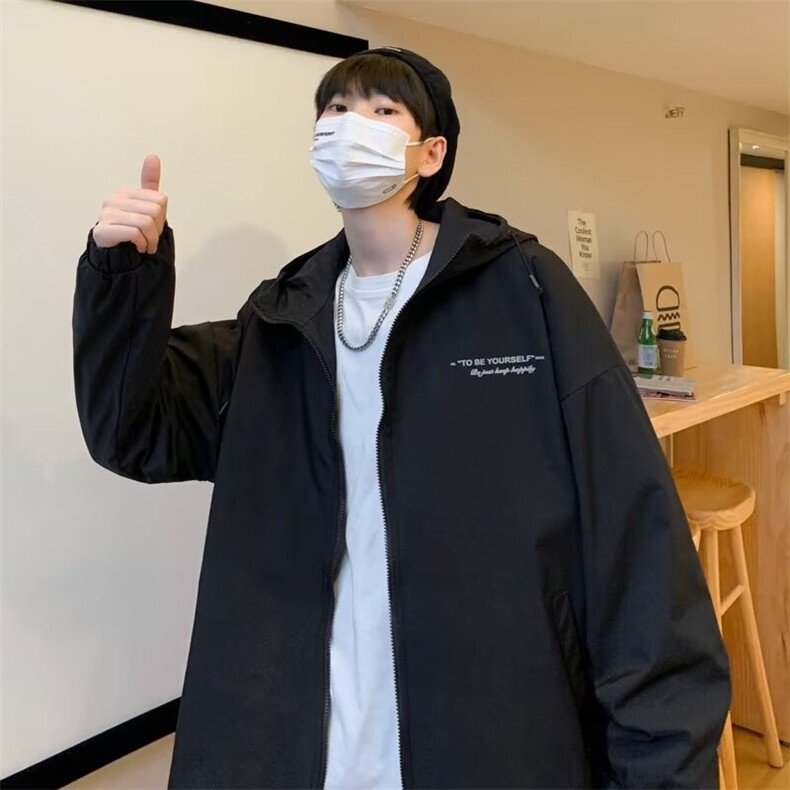 连帽夹克外套男秋季韩版潮流大码宽松春秋新款港风休闲运动上衣潮,男装夹克,星座1013