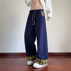 抖音品质美式撞色拼接格子设计感休闲卫裤B315-K25854-特p40控78，男装休闲裤，电商B315