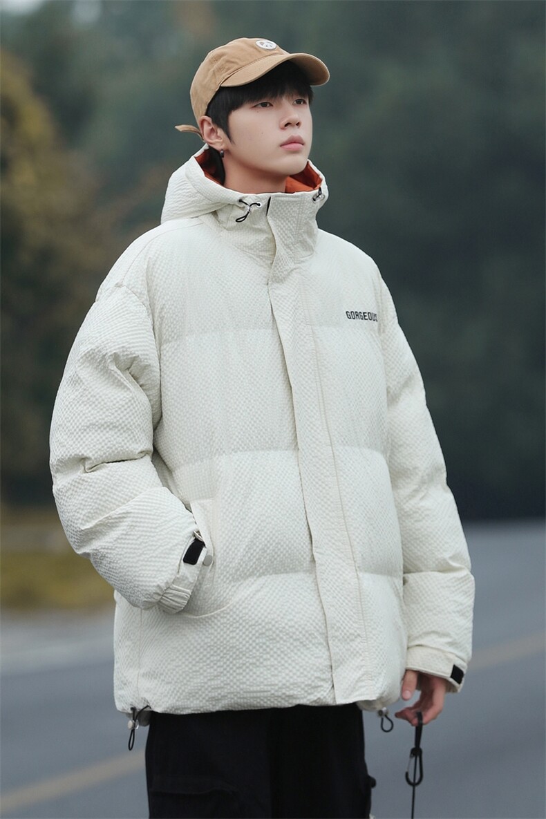 山系风连帽羽绒棉服冬季日系玉米格加厚棉袄外套A436-8879-P105,男装夹克,电商A436