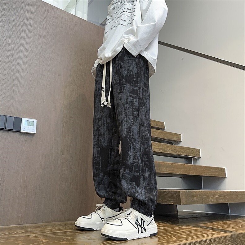 秋季扎染束脚裤宽松大码百搭拼接休闲裤CK68*P30控58,男装休闲裤,星座511-1
