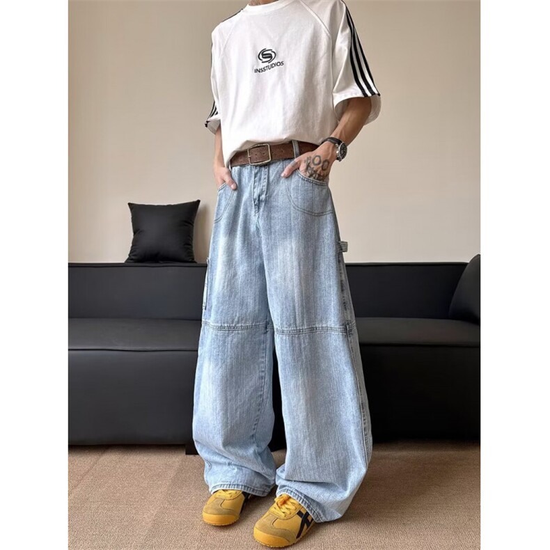 AK1986-P68美式复古高街港风痞帅水洗做旧牛仔裤，女装休闲裤，星座617A-2