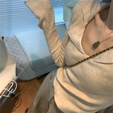 MN1028-P35早秋薄款韩系上衣设计感修身别致打底衫，女装针织衫/毛衣，星座617A-2