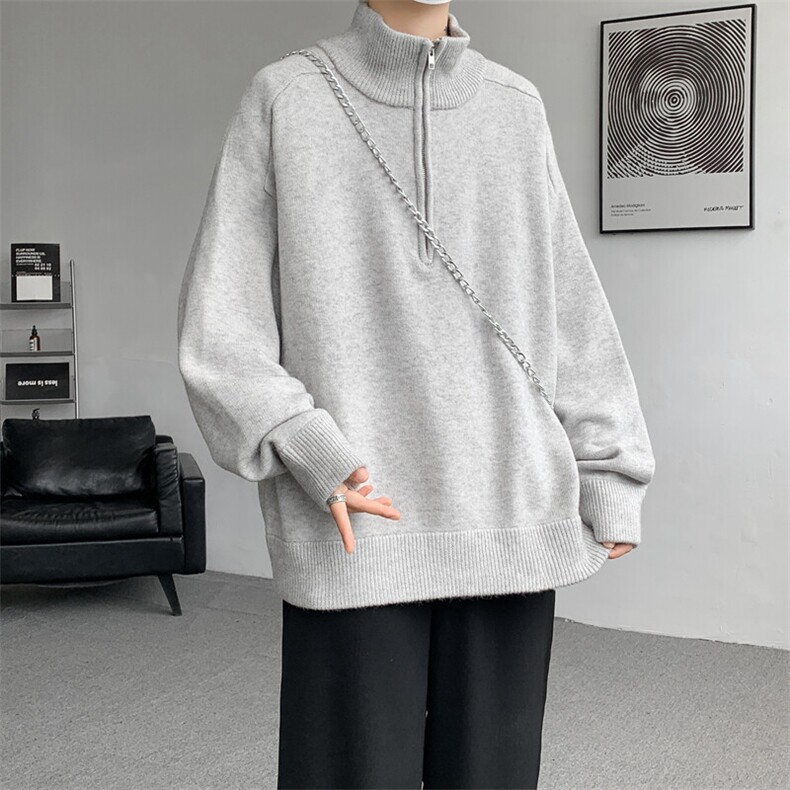 8XL-M复古半拉链立领毛衣男大码宽松针织线衫上衣外套MY1507/P75,男装针织衫/毛衣,电商B238