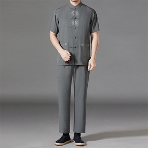 唐装太极服中式刺绣立领风短袖套装时尚爸爸装MJ7301-P73图片