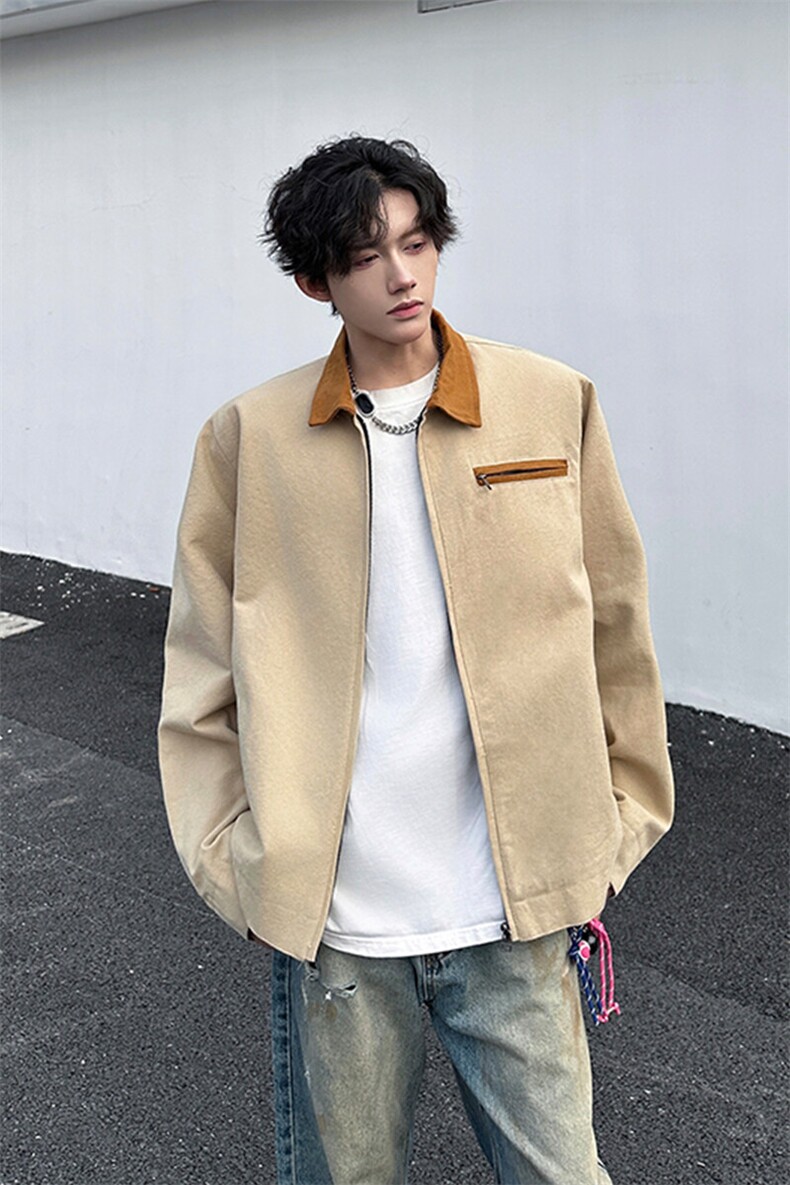 8XL-M春季水洗帆布短款夹克男生vintage美式复古工装外套JK003P98,男装夹克,电商B312