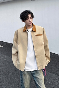 8XL-M春季水洗帆布短款夹克男生vintage美式复古工装外套JK003P98图片