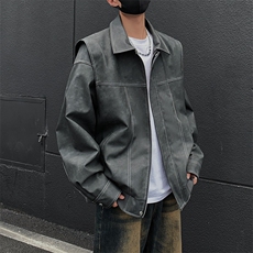 港风高街痞帅男装外套美式短款潮牌工装皮衣夹克DSA157B-J232-P90，男装夹克，电商A157B