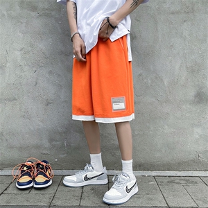 港风假两件拼接休闲短裤男韩版夏季简约五分运动裤DK021 P38 限49图片
