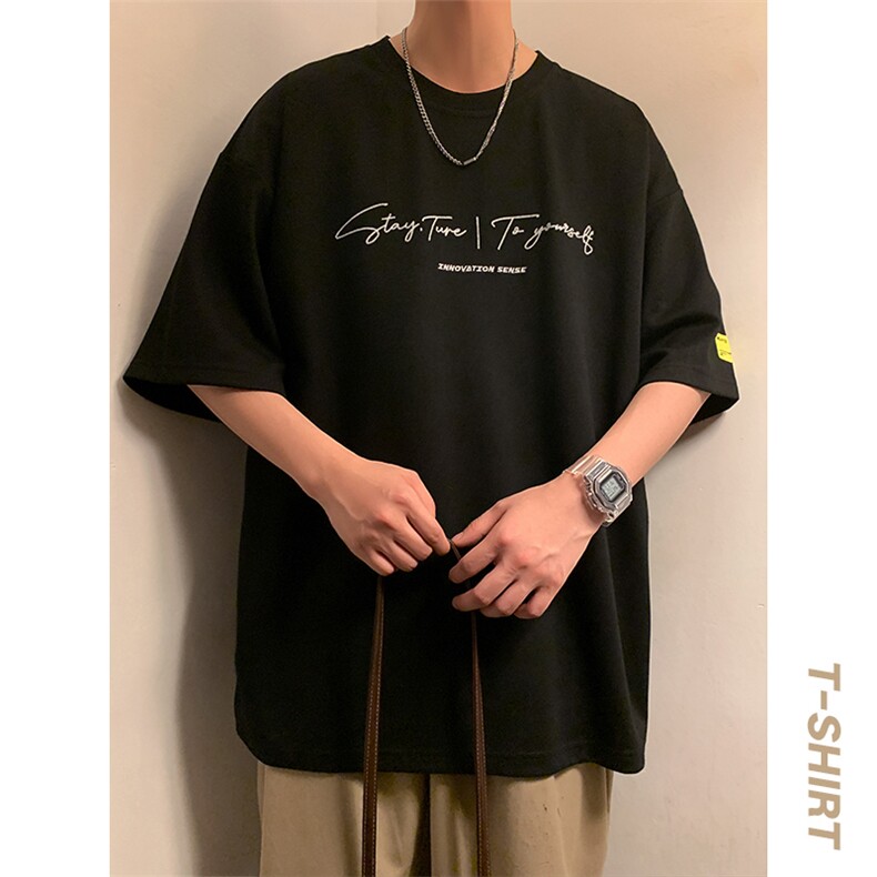 冰氧仿棉短袖港风暖光夏季休闲百搭字母印花男上衣TC3152-P22控48图片