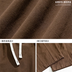 日系复古砂洗宽松休闲裤百搭立体打褶设计纯棉长裤K2148-P45控68，男装休闲裤，电商A362