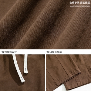 日系复古砂洗宽松休闲裤百搭立体打褶设计纯棉长裤K2148-P45控68图片