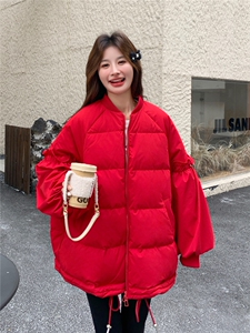 花边拼接白鸭绒棒球羽绒服女2025冬装保暖外套小个子跨年圣诞好看图片