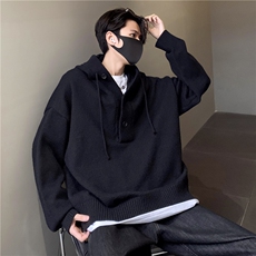 秋冬季超好看连帽毛衣难受半开衫针织衫男潮牌情侣套头上衣p68，男装针织衫/毛衣，电商C307