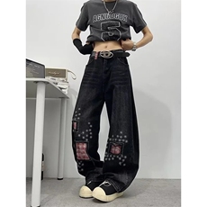 [XZ1112-1]磨破补丁刺绣弯刀牛仔裤男P52YW9104，男装牛仔裤，星座1112-1