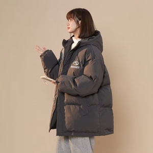 欧洲站复古港风高级感休闲白鸭绒羽绒服外套女2025冬装面包服保暖图片