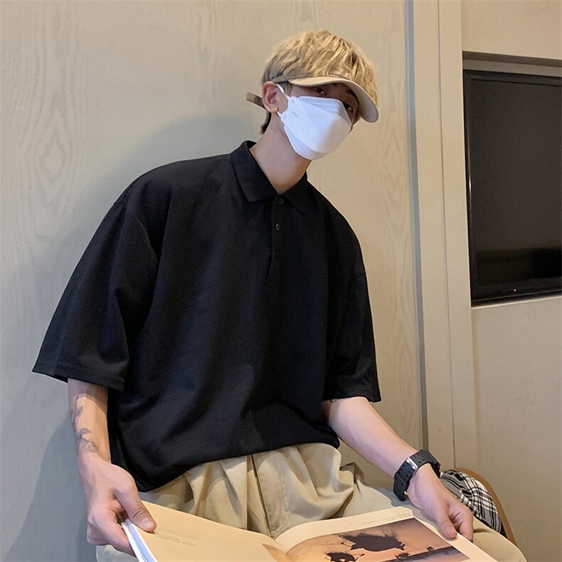 港风纯色POLO衫珠地翻领T恤短袖五分半袖打底衫PL900-P28,男装T恤,星座216(原A116)