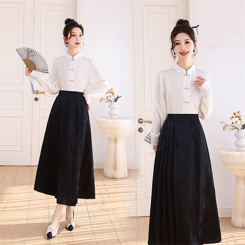 2024年秋季原创设计宽松型钉珠立领纯色提花单排多扣衬衫，女装衬衫，诺蝶