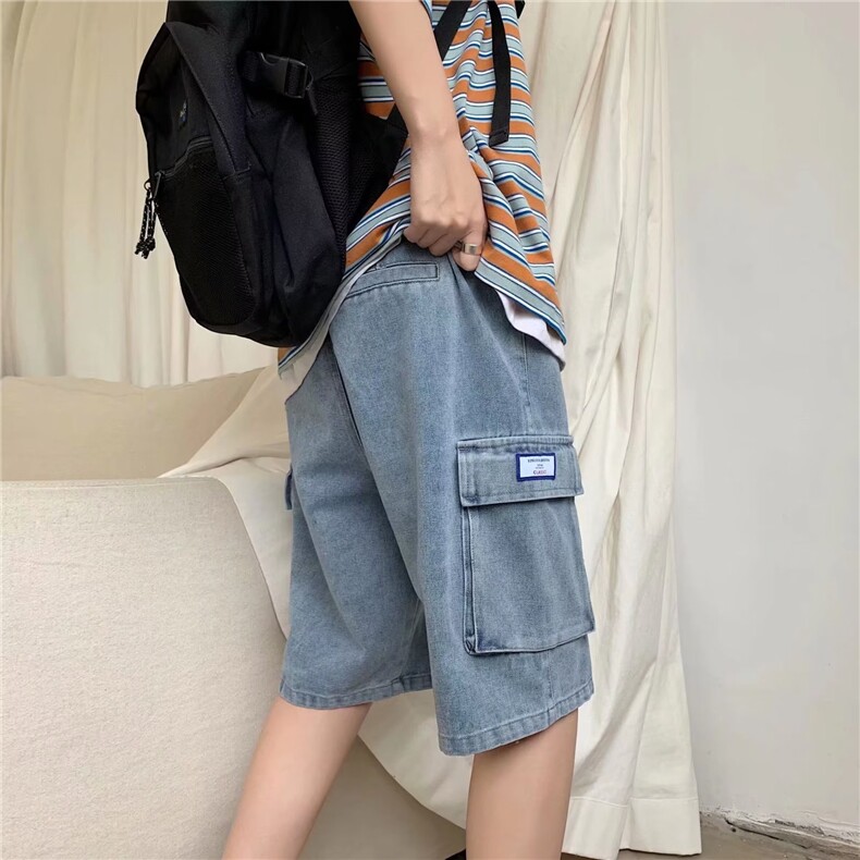 工装牛仔短裤男士夏季宽松五分裤子高街休闲中裤NL133-P38,男装牛仔裤,星座1001-1