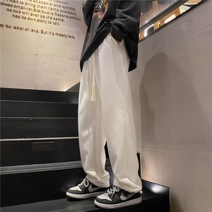 华夫格男冬季潮羊羔绒加绒加厚直筒裤宽松阔腿保暖休闲裤 G30670图片