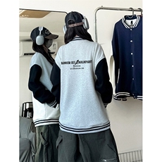 抖音得物高品质重磅全棉二开360克立领棒球服开衫卫衣外套1202，女装短外套，电商A486