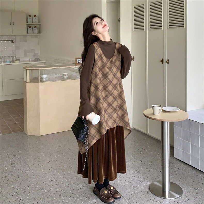 春装新款连衣裙+内搭两件套2C153-8951-P185K298,女装连衣裙,2C153
