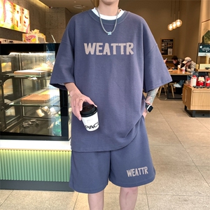 ！2025夏季新款男士华夫格短袖套装学生一套HTZ96P50