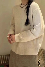 百搭纯色圆领长袖羊毛衫羊毛舒适保暖简约大气显瘦毛衣，女装羊毛衫，旭驰羊绒