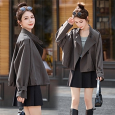 大量现货-2026年春季新韩版立领高级感短风衣外套，女装短外套，蓝诺裳