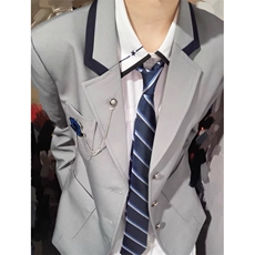 黑林社新款学院风原创dk制服男套装学生灰色西服外套西装衬衫班服，男装西服，星座601-1