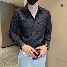 店主风提花长袖衬衫社会小伙衬衣301A-1/CS462/P55，男装衬衫，星座301A-1