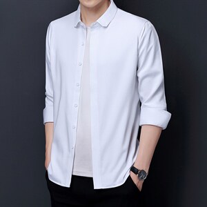 YL6911男士2023年冬季长袖加绒衬衫商务休闲修身衬衣P90图片