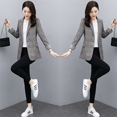 现货，2022年春季女装时尚休闲气格子西装小外套百搭，女装西装，然然