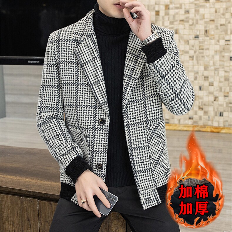 2025冬季新款男士毛呢大衣外套加棉加厚短款西装领A38P155控238,男装毛呢大衣,电商B226-2（原B217-2）