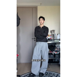 高级感亚麻西裤男女cleanfit宽松老钱风休闲裤504-K263-特P47控88图片