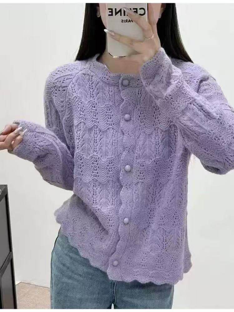 精纺6羊毛重工镂空开衫图片