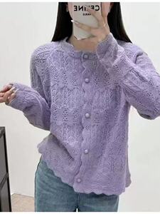 精纺6羊毛重工镂空开衫图片