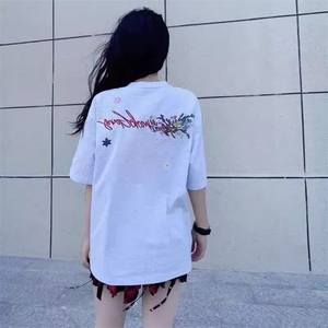 万针全刺绣工艺抖音得物高品质260克重磅纯棉双纱美式高街短袖T恤图片