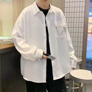 克莱因蓝长袖衬衫衬衣春季港风ins设计感小众上衣男 W6931-P28图片