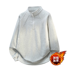 BOYUE帛跃美式休闲半高拉链加绒卫衣廓形百搭痞帅简约中性风男女，男装卫衣，星座506A