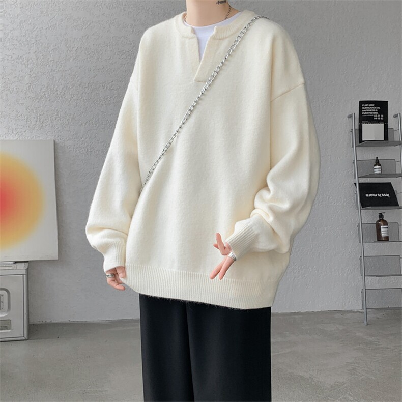 8XL-M高品质V领毛衣大码针织时尚外套慵懒风纯色打底衫MY1508/P68图片