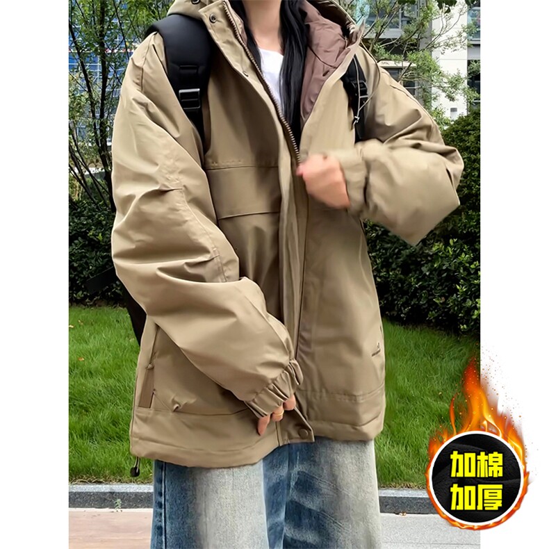 现货5W件冬季三防美式boxy解构连帽雪山冲锋衣棉衣男女棉服厚外套，男装夹克，电商A486