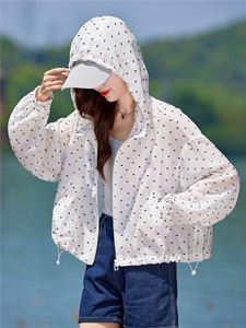2026夏季新款现货宽松休闲透气莱赛尔波点连帽女士薄外套短外套图片