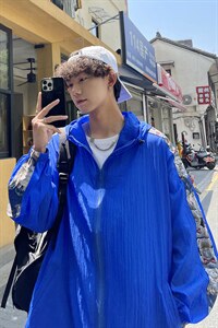 港风冰丝防晒衣薄款克莱因蓝外套户外休闲潮牌防晒服FS7765P38图片
